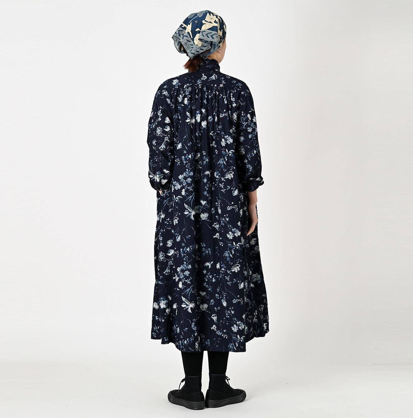 Indigo Winter Flower Kushukushu Dress