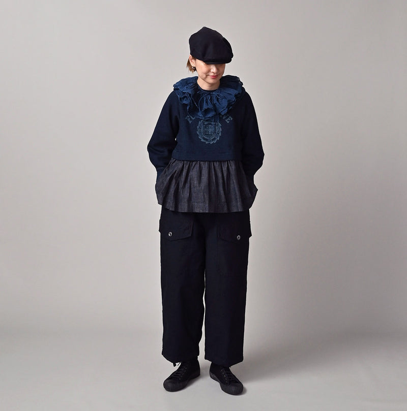 45R Ai Indigo Silk Cotton Petal Collar