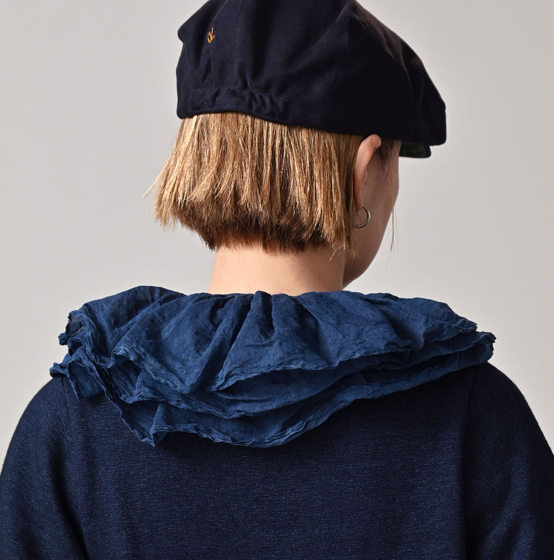 45R Ai Indigo Silk Cotton Petal Collar