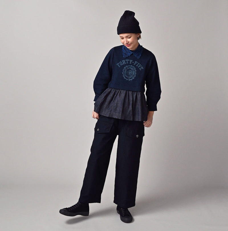 45R Ai Indigo Ribbon Lace Collar Petit