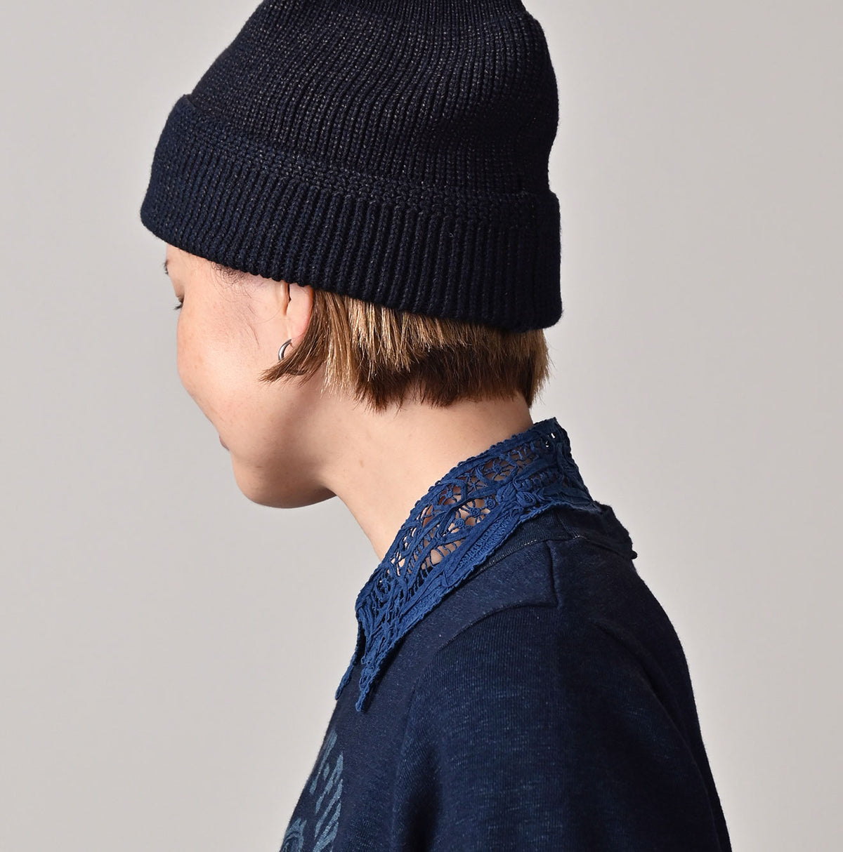 45R Ai Indigo Ribbon Lace Collar Petit