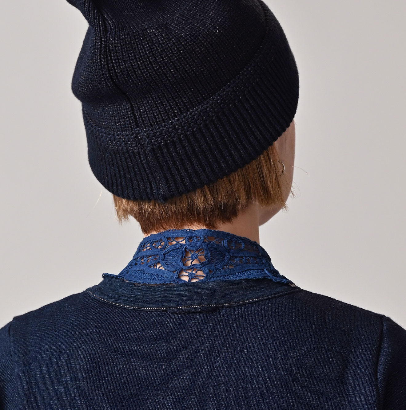 45R Ai Indigo Ribbon Lace Collar Petit