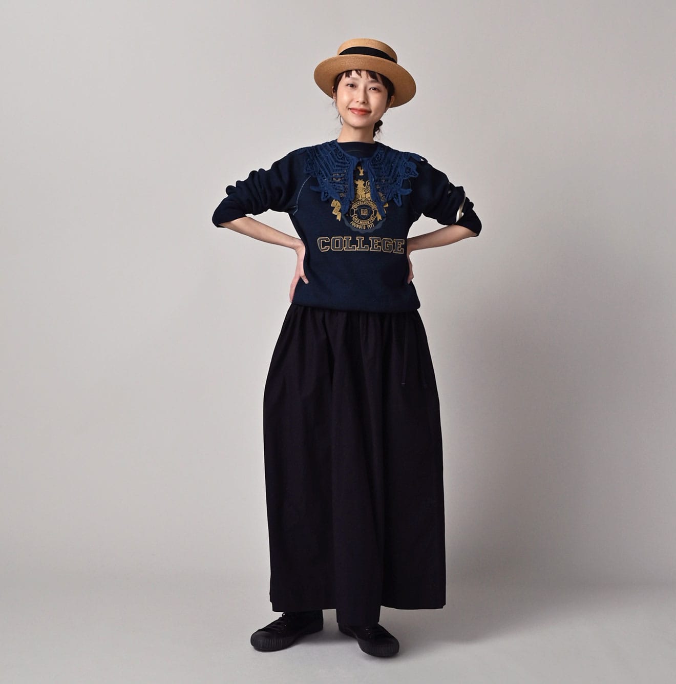 45R Ai Indigo Ribbon Lace Collar Grand