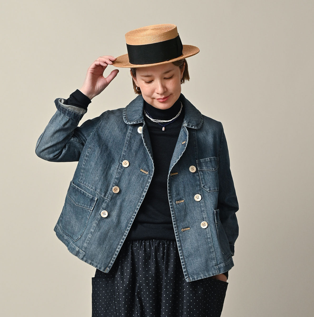 45R Rye Mugi Denim Annie W-jacket Distressed