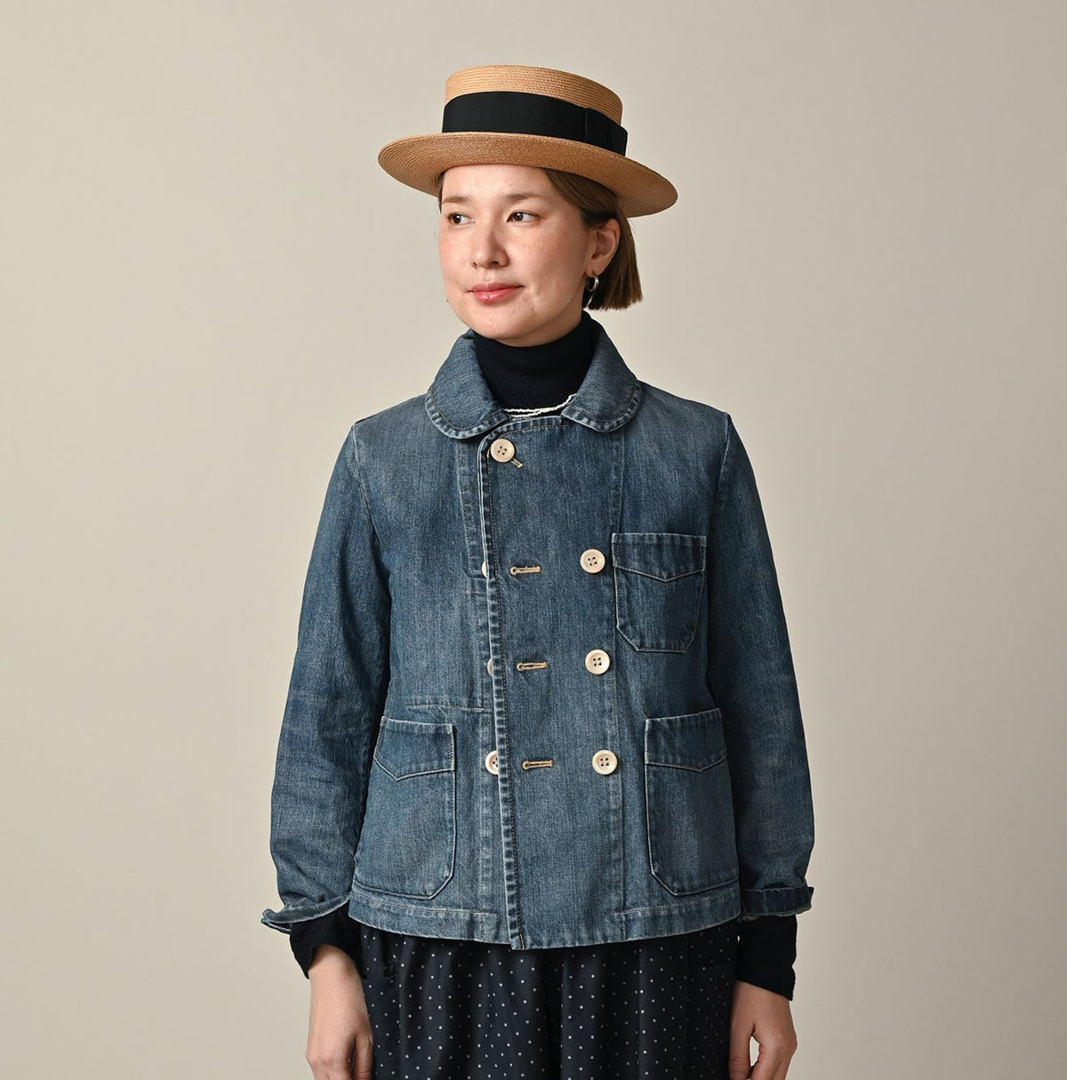 45R Rye Mugi Denim Annie W-jacket Distressed