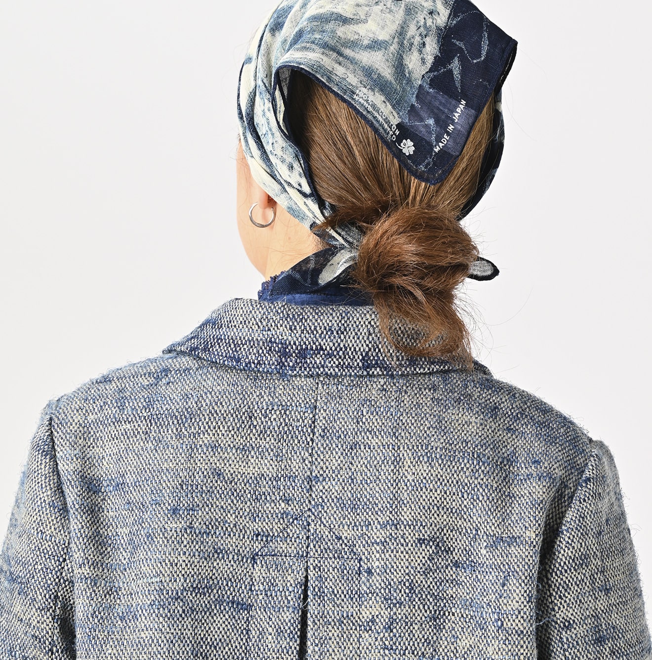 45R Ai Indigo Linen Silk Tweed Square Jacket