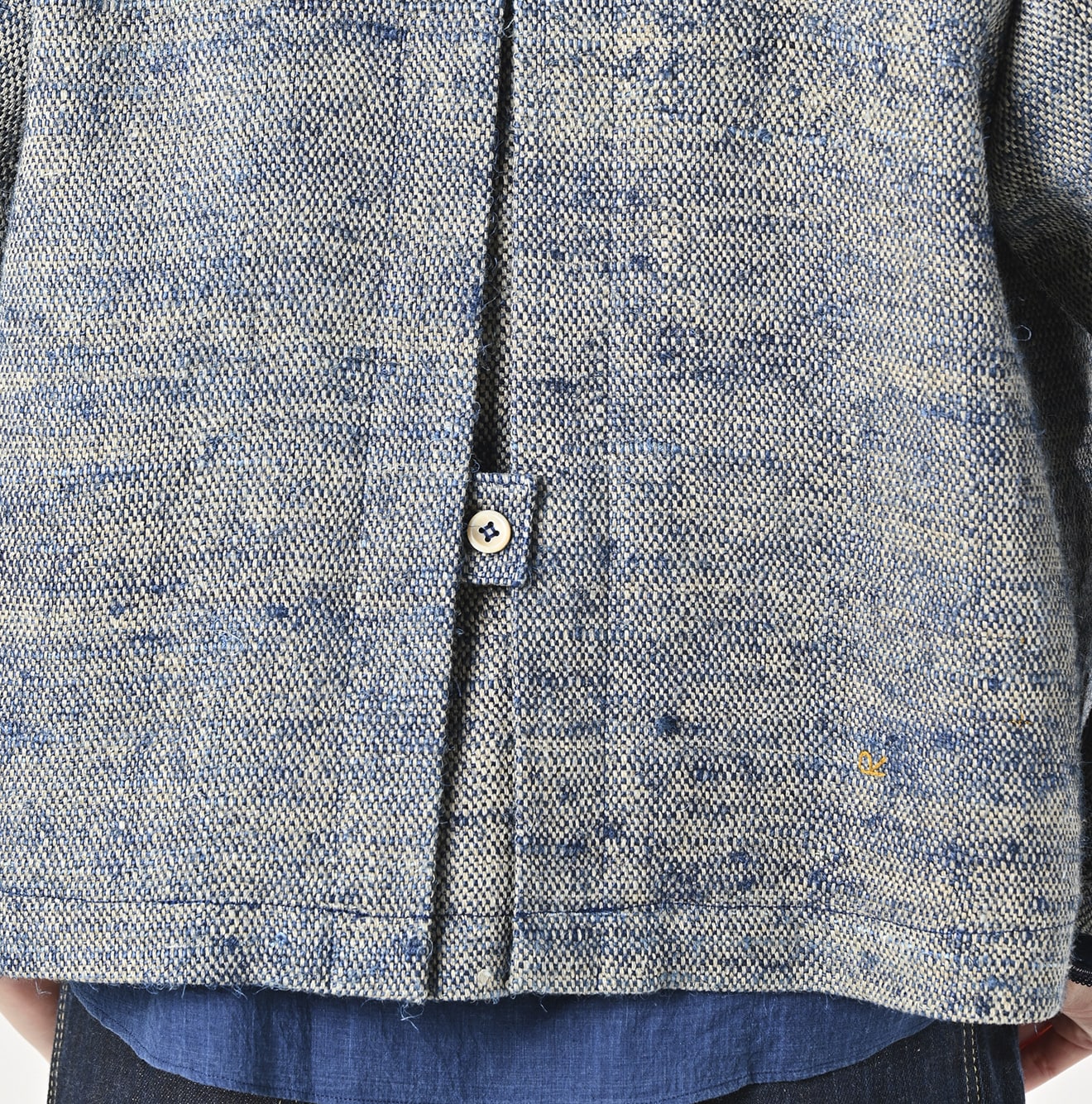 45R Ai Indigo Linen Silk Tweed Square Jacket