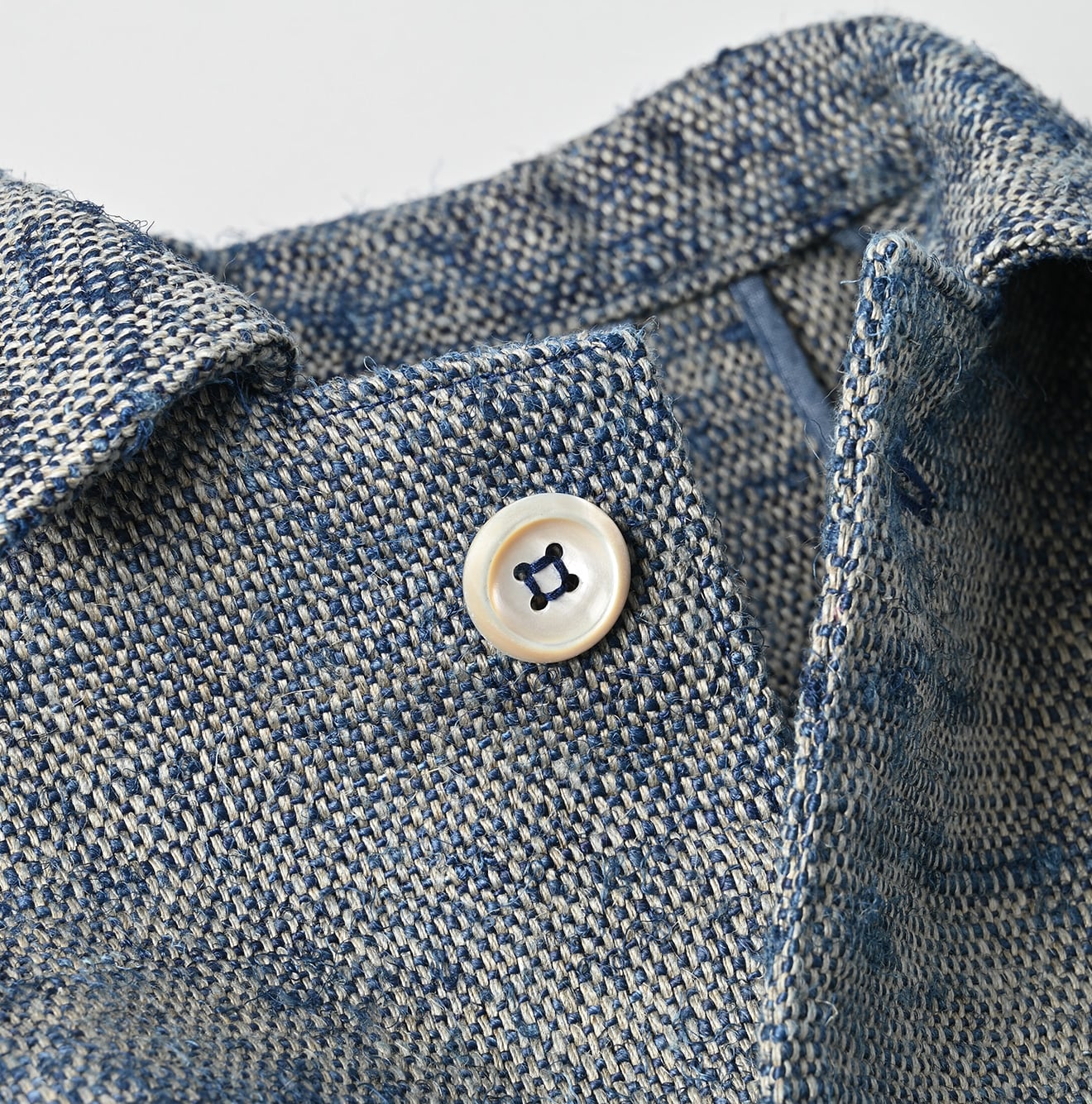 45R Ai Indigo Linen Silk Tweed Square Jacket