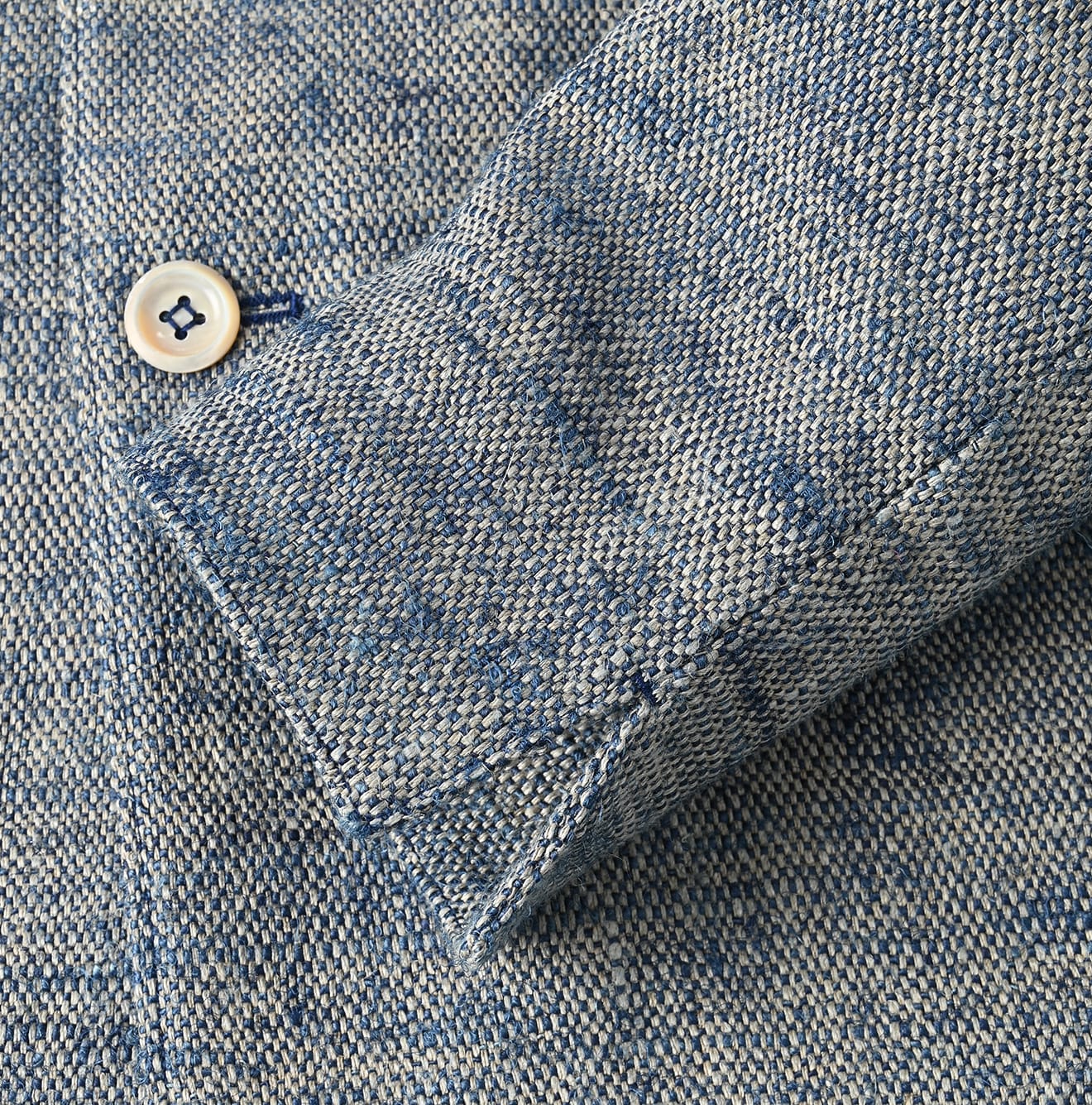 45R Ai Indigo Linen Silk Tweed Square Jacket