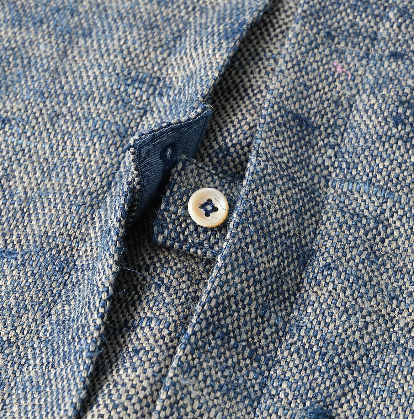 45R Ai Indigo Linen Silk Tweed Square Jacket