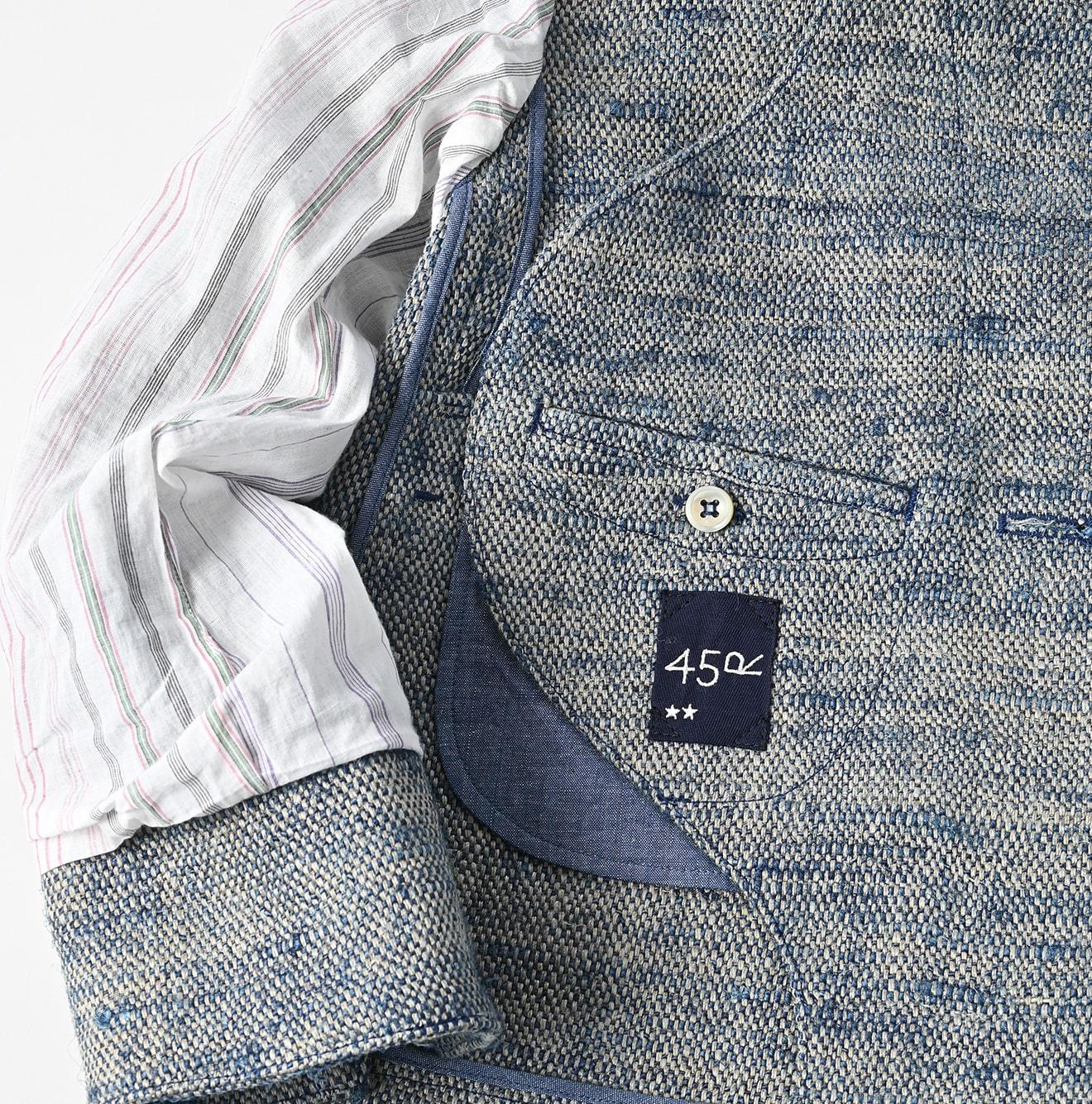 Ai Indigo Linen Silk Tweed Square Jacket - 45R by 45rpm studio