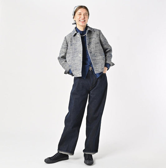 Ai Indigo Linen Silk Tweed Square Jacket - 45R by 45rpm studio
