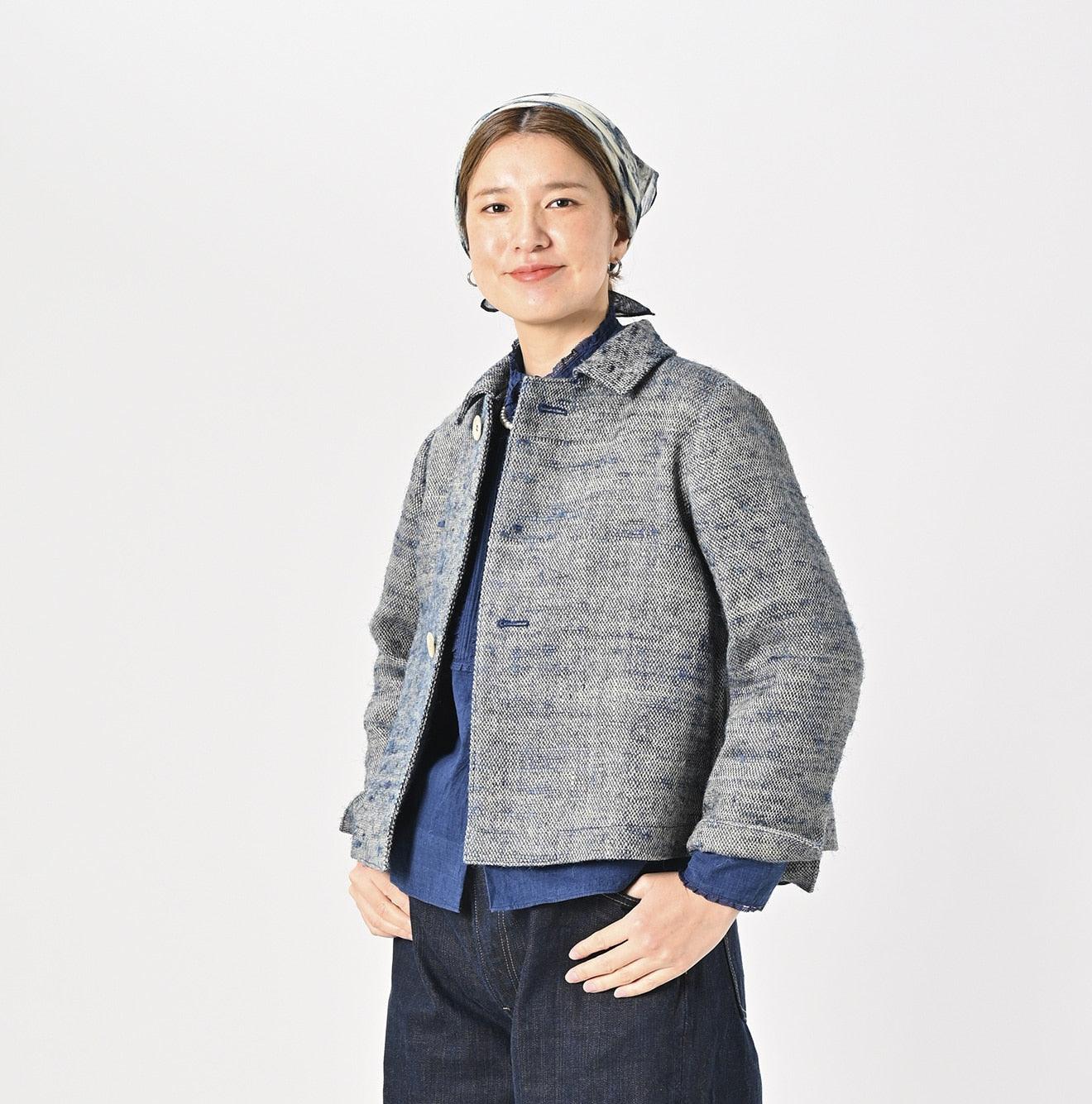 Ai Indigo Linen Silk Tweed Square Jacket – 45R GLOBAL