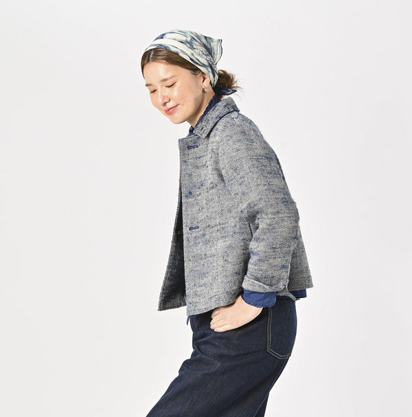 Ai Indigo Linen Silk Tweed Square Jacket - 45R by 45rpm studio