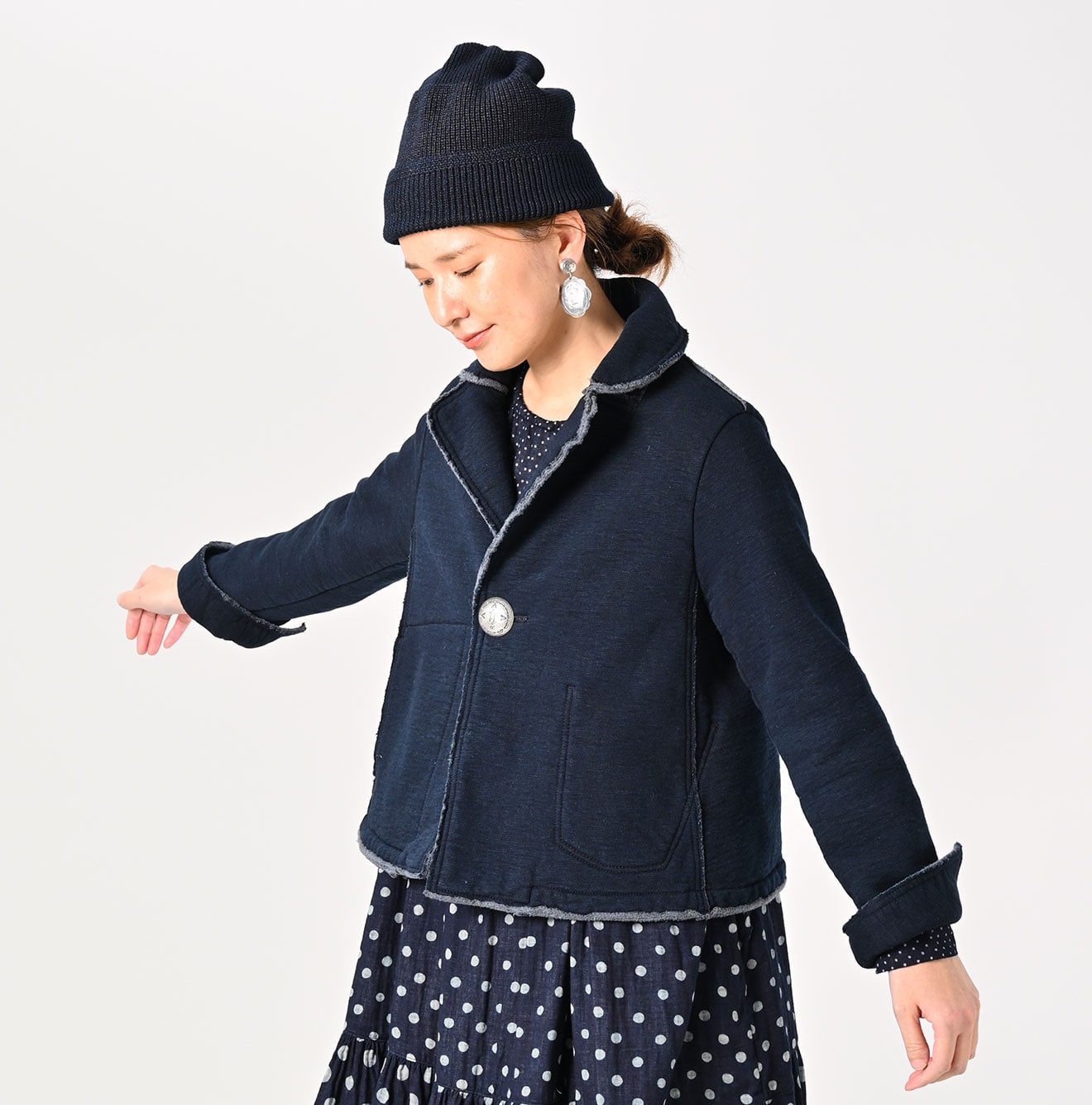 45R Indigo Hokkaido Cotton Fleece Jacket