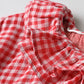 45R Gauze Doublecloth Frilled Collar Plaid Blouse