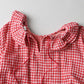45R Gauze Doublecloth Frilled Collar Plaid Blouse