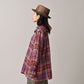 45R Gauze Doublecloth Frilled Collar Plaid Blouse