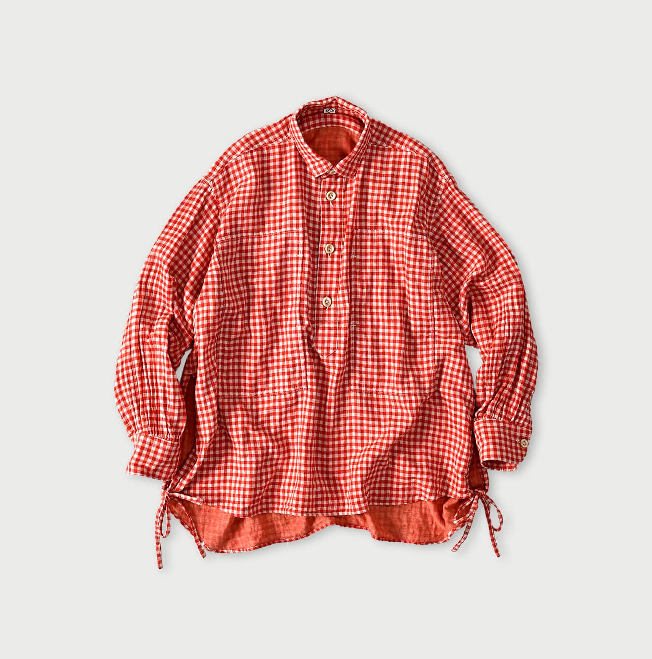 Gauze Doublecloth Boyfriend Plaid Blouse - Image 1