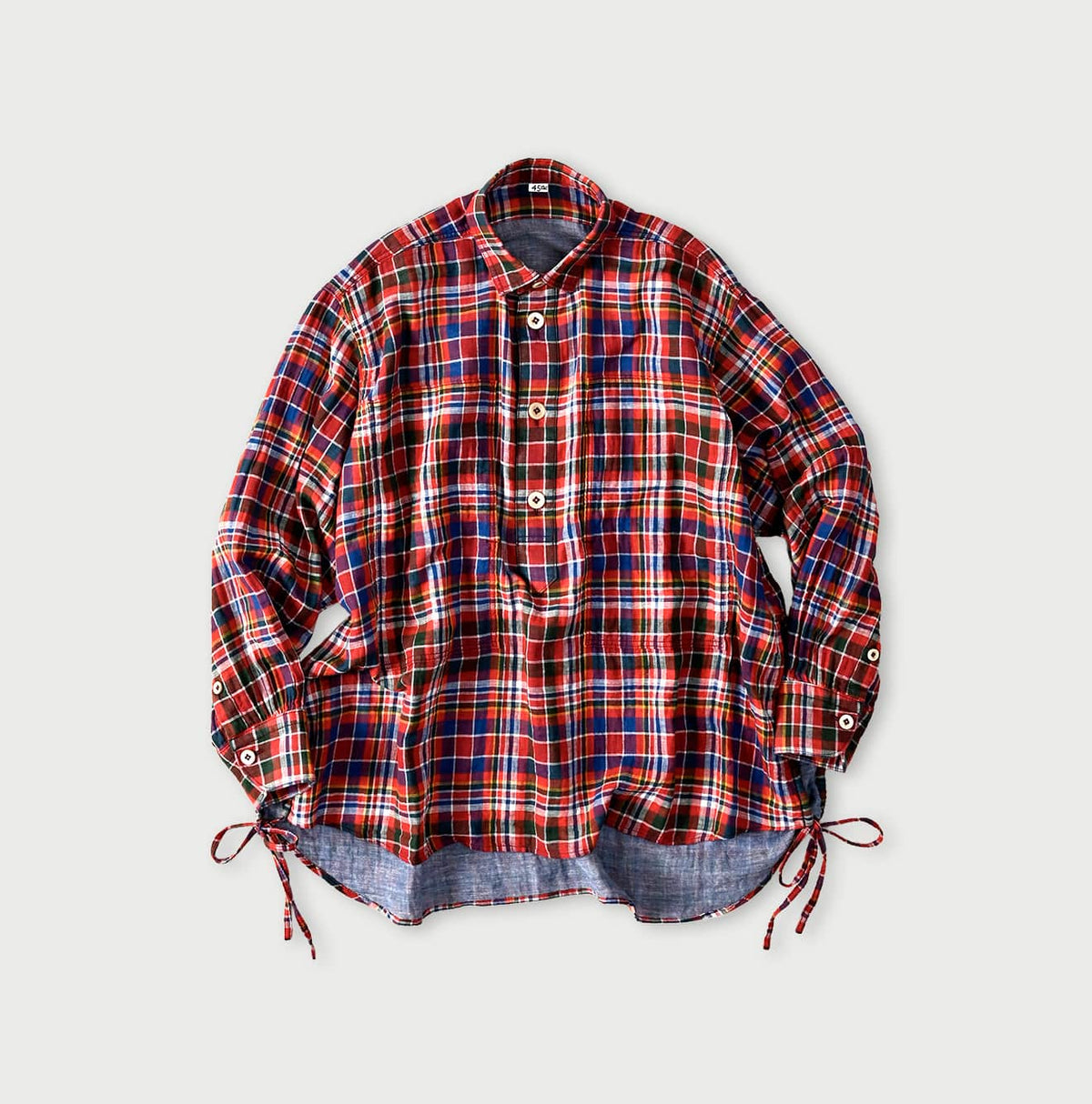 45R Gauze Doublecloth Boyfriend Plaid Blouse