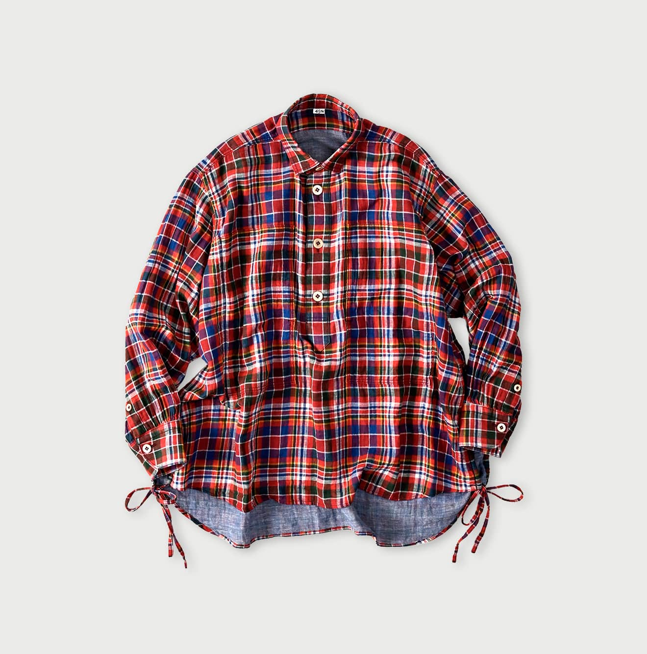 45R Gauze Doublecloth Boyfriend Plaid Blouse