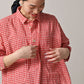 45R Gauze Doublecloth Boyfriend Plaid Blouse