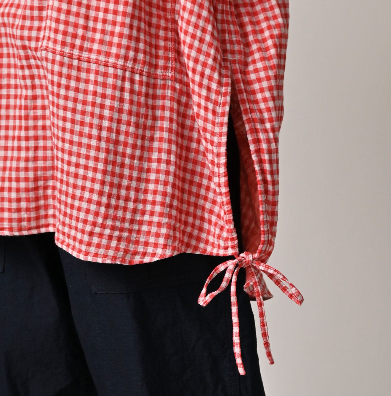 45R Gauze Doublecloth Boyfriend Plaid Blouse