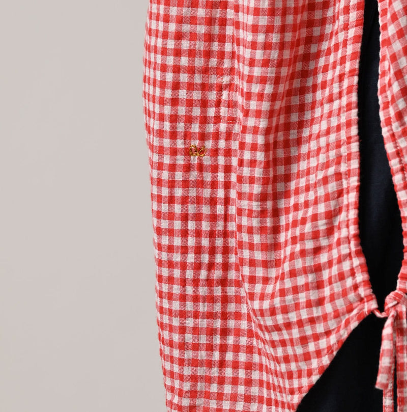 45R Gauze Doublecloth Boyfriend Plaid Blouse