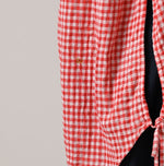 45R Gauze Doublecloth Boyfriend Plaid Blouse