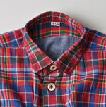 45R Gauze Doublecloth Boyfriend Plaid Blouse