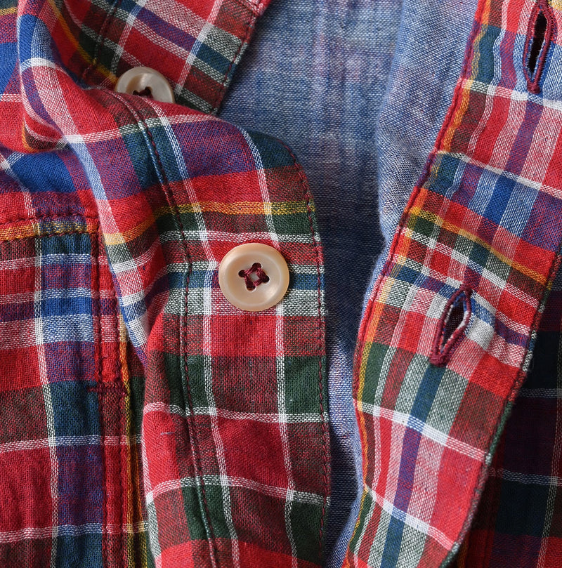 45R Gauze Doublecloth Boyfriend Plaid Blouse - Image 16