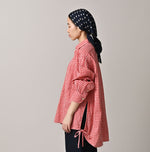 45R Gauze Doublecloth Boyfriend Plaid Blouse