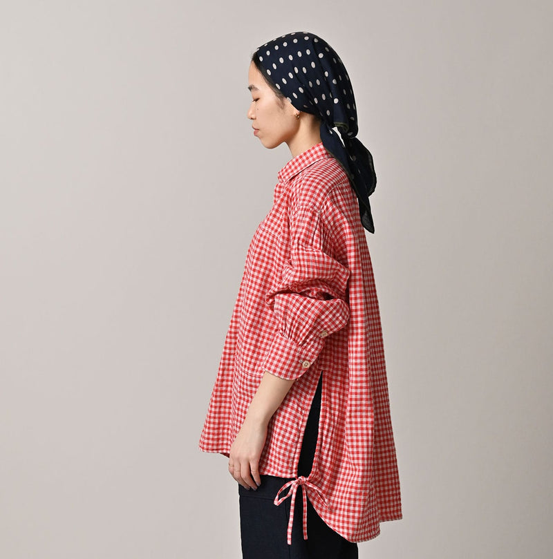 45R Gauze Doublecloth Boyfriend Plaid Blouse - Image 3