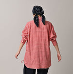 45R Gauze Doublecloth Boyfriend Plaid Blouse