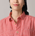 45R Gauze Doublecloth Boyfriend Plaid Blouse