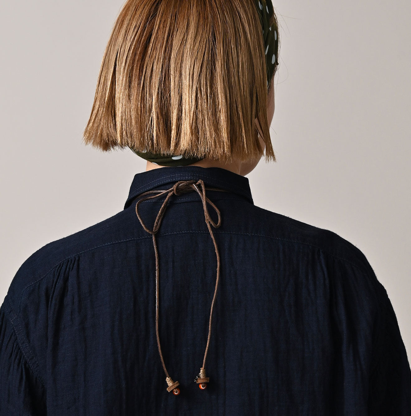 45R Indigo Gauze Doublecloth Boyfriend Blouse