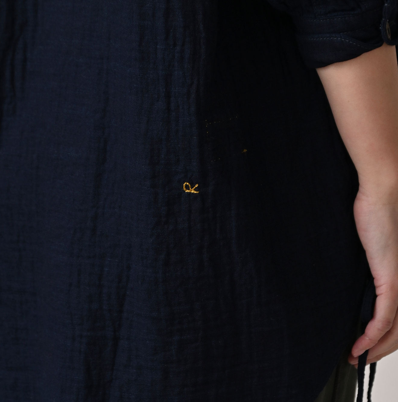 45R Indigo Gauze Doublecloth Boyfriend Blouse