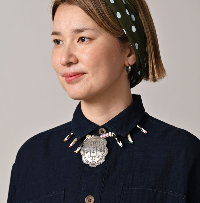 45R Indigo Gauze Doublecloth Boyfriend Blouse