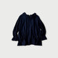 45R Indigo Gauze Doublecloth Frilled Collar Blouse