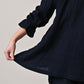 45R Indigo Gauze Doublecloth Frilled Collar Blouse