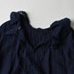 45R Indigo Gauze Doublecloth Frilled Collar Blouse