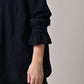 45R Indigo Gauze Doublecloth Frilled Collar Blouse