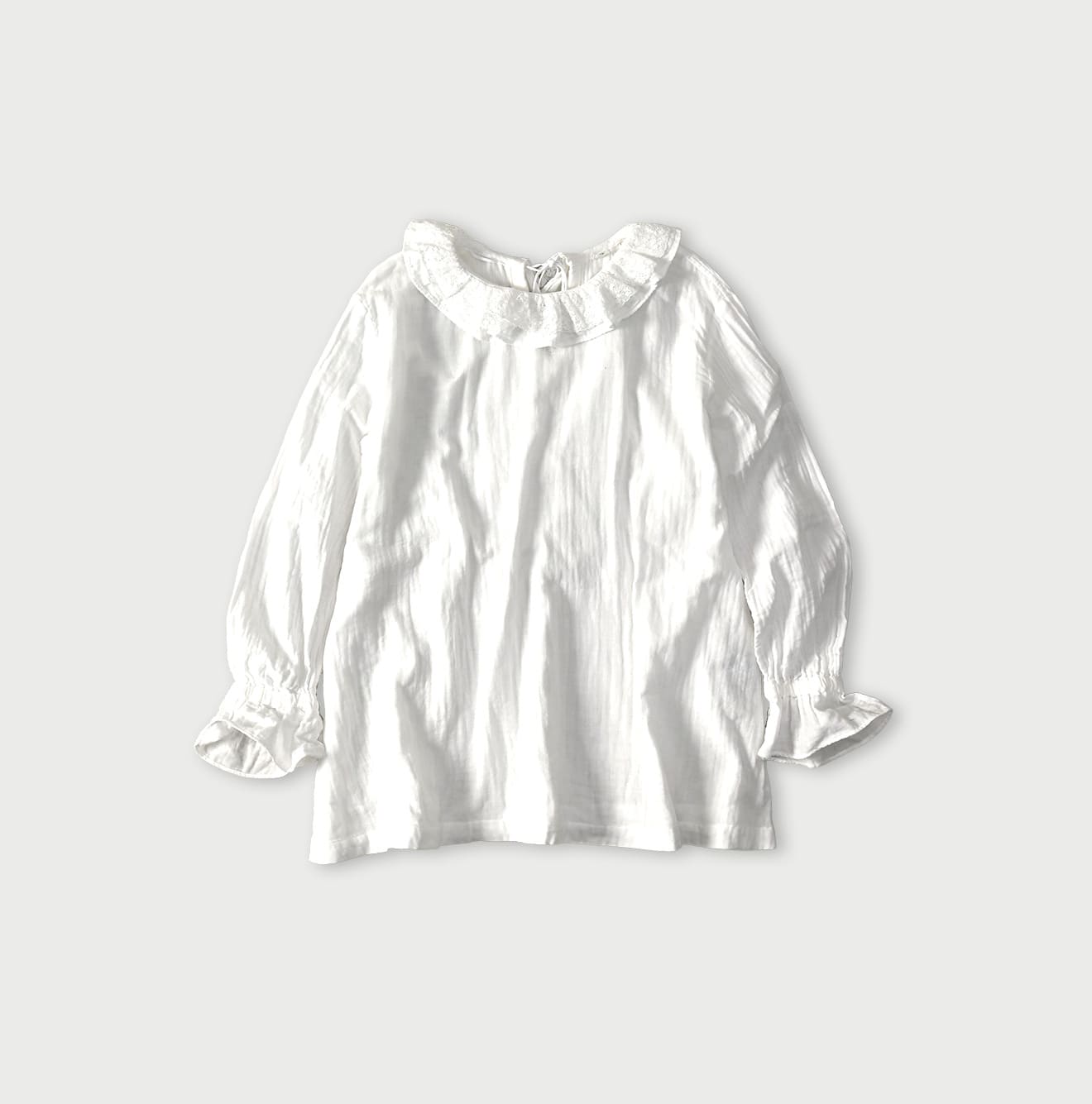 45R Gauze Doublecloth Frilled Collar Blouse