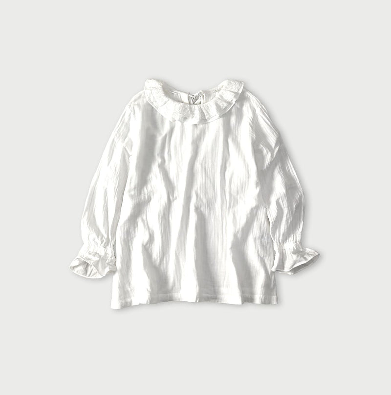 45R Gauze Doublecloth Frilled Collar Blouse - Image 1