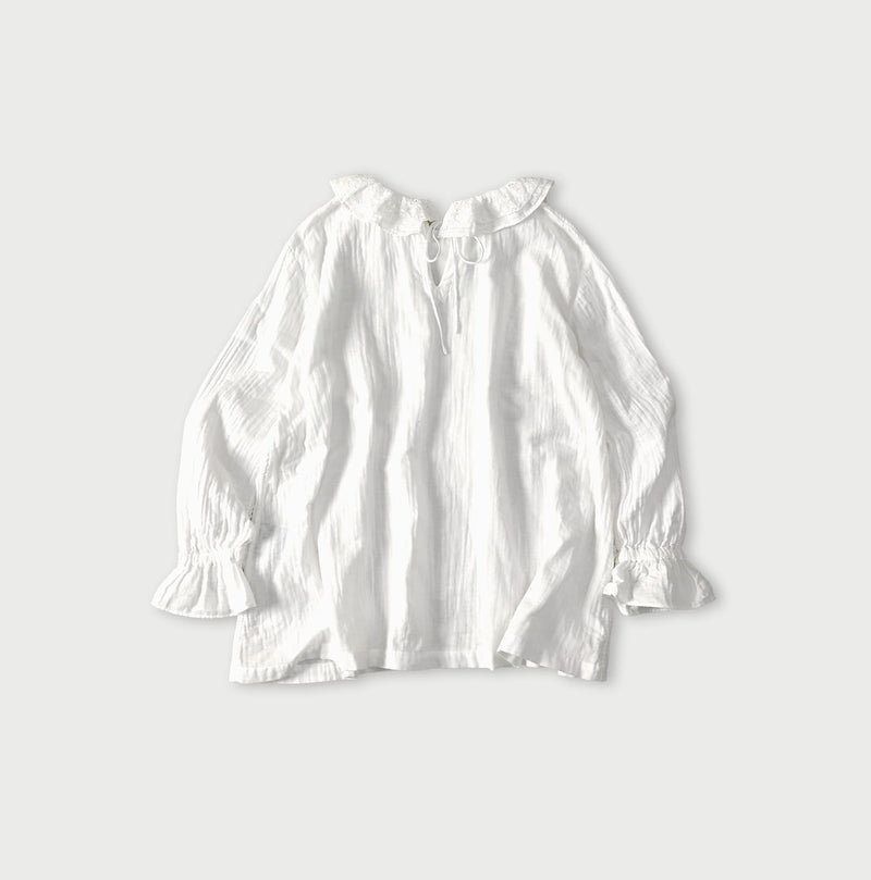 45R Gauze Doublecloth Frilled Collar Blouse