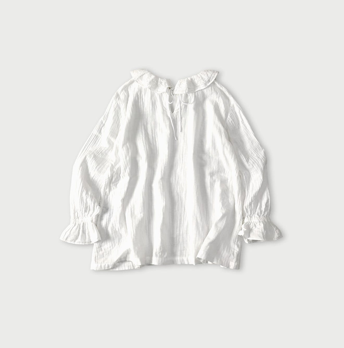 45R Gauze Doublecloth Frilled Collar Blouse
