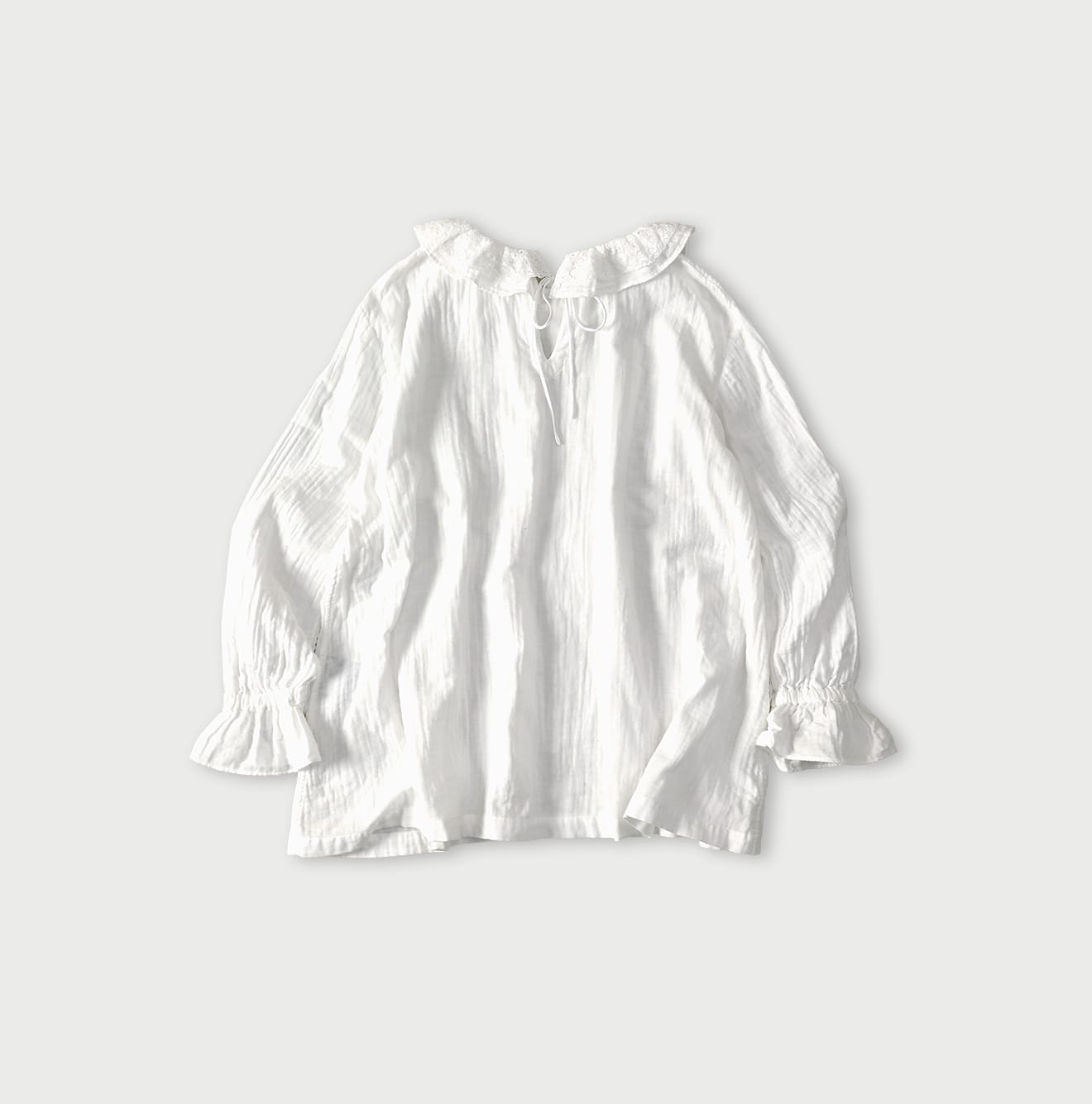 45R Gauze Doublecloth Frilled Collar Blouse