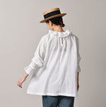 45R Gauze Doublecloth Frilled Collar Blouse