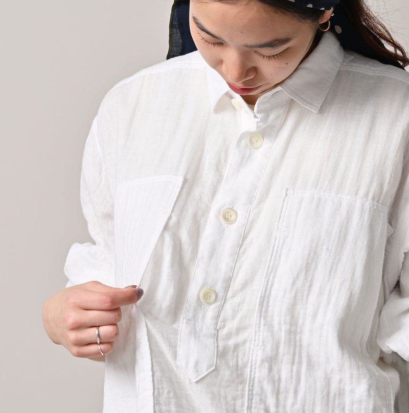 45R Gauze Doublecloth Boyfriend Blouse