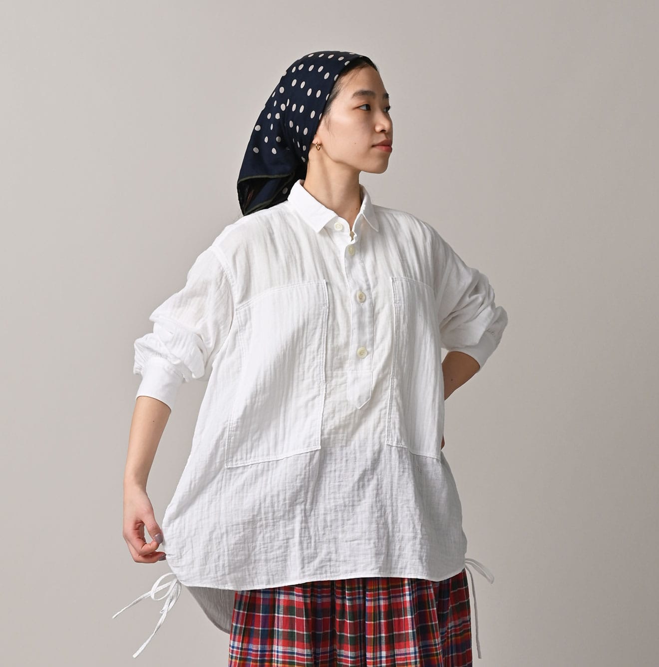 45R Gauze Doublecloth Boyfriend Blouse